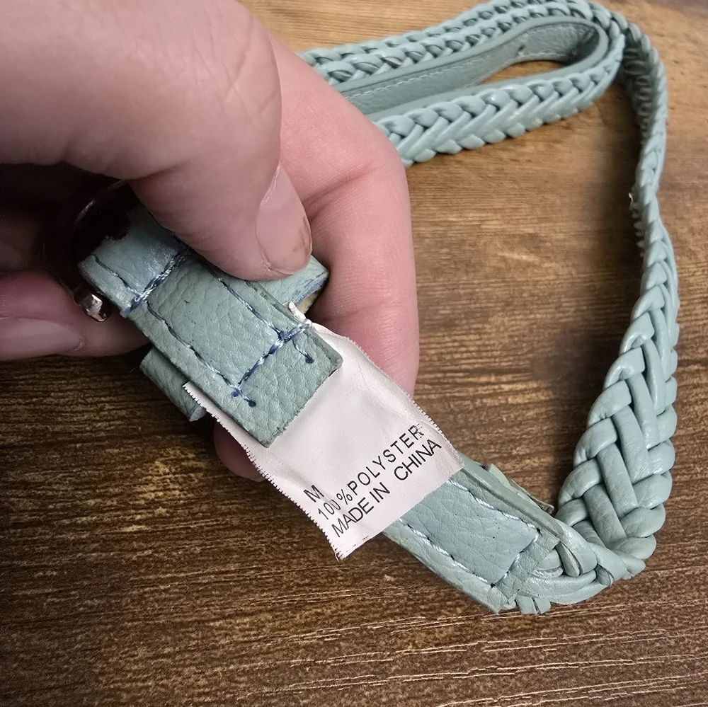 womens light blue braided fashion belt size medium unbranded